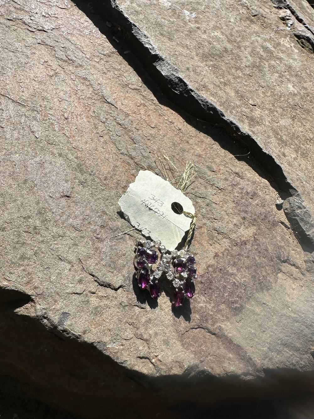 Vintage Earrings Purple Rhinestone Crystal Dangle Clip On Statement